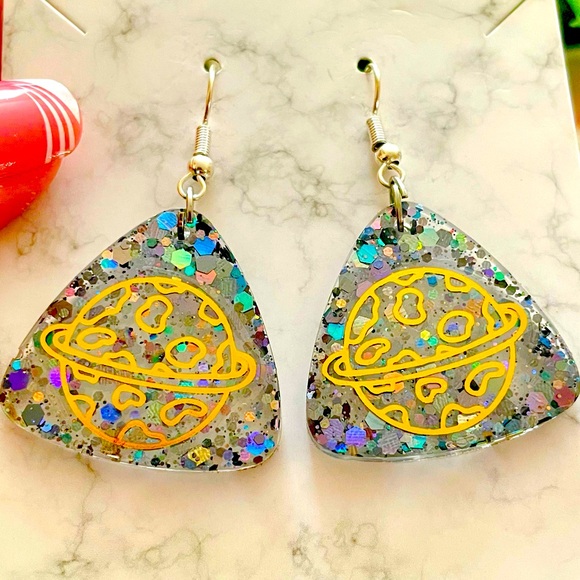 Planet Dangle Earrings - Picture 1 of 5